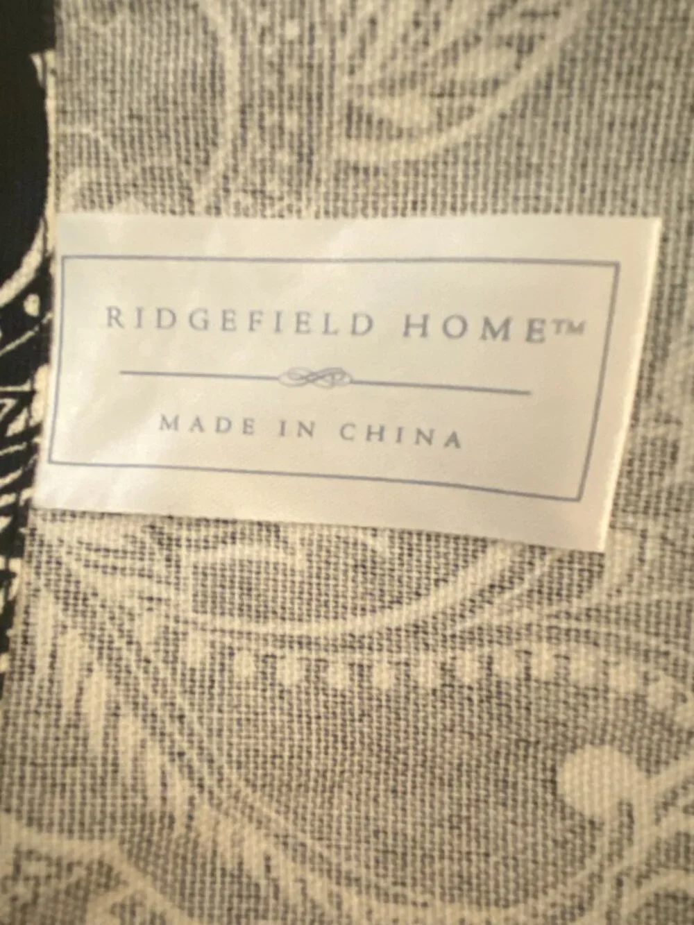 Ridgefield Home Black Paisley Cotton Tablecloth 61 x 82” Never Used